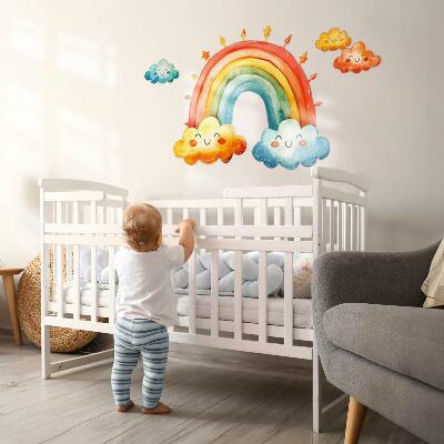 Autocolant pentru perete 80x95 Nori colorați și cer acuarelă curcubeu
