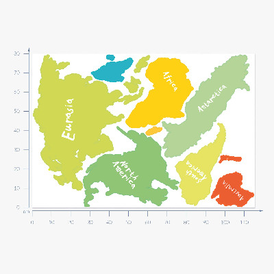 Autocolant de perete 80x116 Ilustrație grafică pastel continent hartă