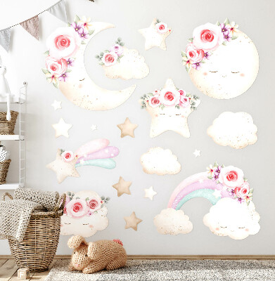 Autocolant de perete 80x111 Cer floral în stil boho acuarelă