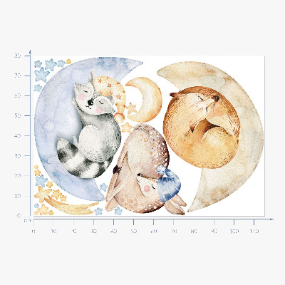 Autocolant pentru perete 80x115 Animale pastelate din pădure în spațiul de acuarelă