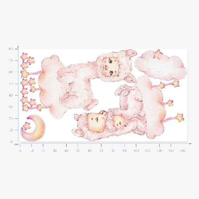 Autocolant perete 80x144 Pastel de oaie pe nori și stele