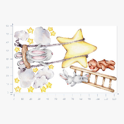 Autocolant pentru perete 80x123 Animale și nori în acuarelă pastel