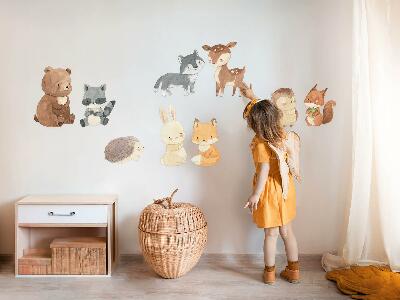 Autocolant perete 80x139 Creaturi pastelate din pădure în stil acuarelă