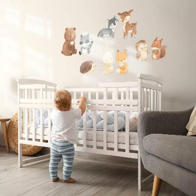 Autocolant perete 80x139 Creaturi pastelate din pădure în stil acuarelă