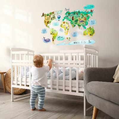 Autocolant pentru perete 80x125 Hartă colorată a lumii cu continente și natură