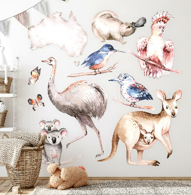 Autocolant de perete 80x101 Fauna australiană în pasteluri delicate