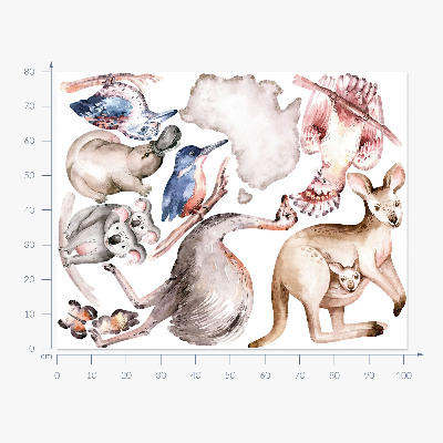 Autocolant de perete 80x101 Fauna australiană în pasteluri delicate