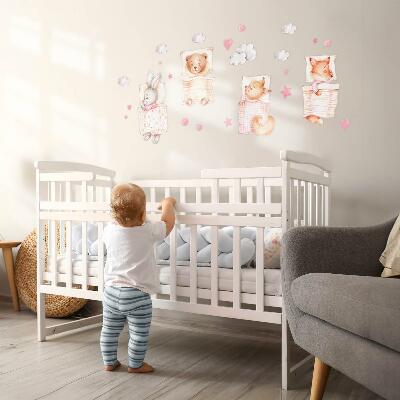 Autocolant pentru perete 80x108 Animale adorabile în stil acuarelă pastel