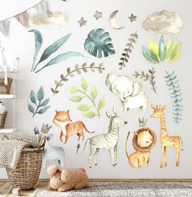 Autocolant perete 80x127 Animale adorabile în stil boho pastel