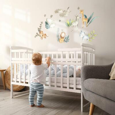 Autocolant perete 80x127 Animale adorabile în stil boho pastel