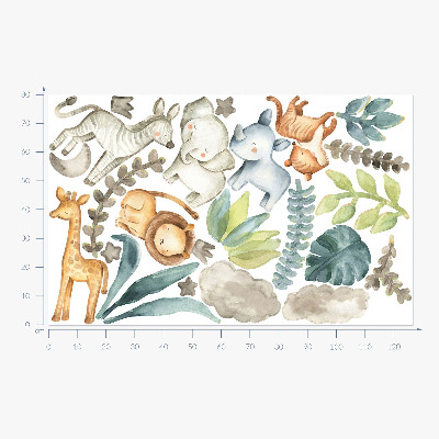 Autocolant perete 80x127 Animale adorabile în stil boho pastel