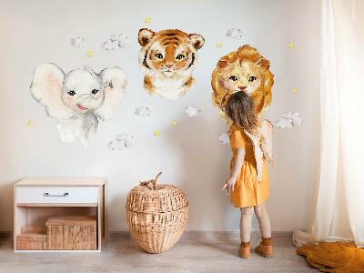 Autocolant pentru perete 80x127 Animale în nori în stil acuarelă