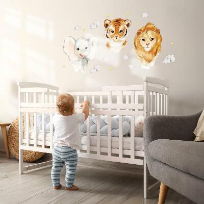 Autocolant pentru perete 80x127 Animale în nori în stil acuarelă