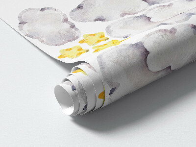 Autocolant pentru perete 80x127 Animale în nori în stil acuarelă