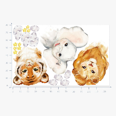 Autocolant pentru perete 80x127 Animale în nori în stil acuarelă