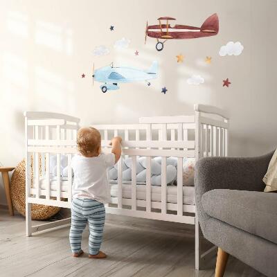 Autocolant perete 80x99 Două avioane în nori de acuarelă pastel