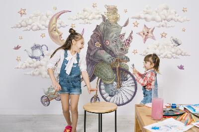 Autocolant de perete 80x102 Lumea pastelată a animalelor sub formă de desene animate
