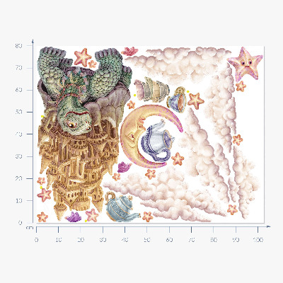 Autocolant pentru perete 80x103 Animale într-o estetică pastelată de desene animate
