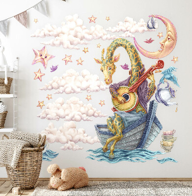 Autocolant perete 80x113 Animale pastelate în stil de desene animate