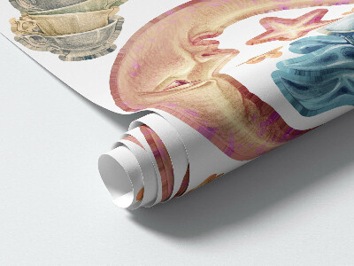 Autocolant perete 80x113 Animale pastelate în stil de desene animate