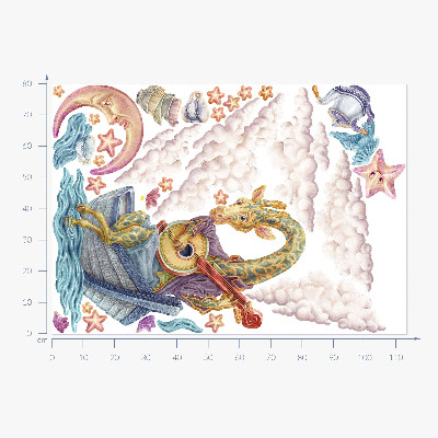 Autocolant perete 80x113 Animale pastelate în stil de desene animate
