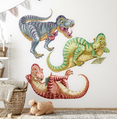Autocolant pentru perete 80x121 Dinozauri colorați într-un stil pastel de desene animate