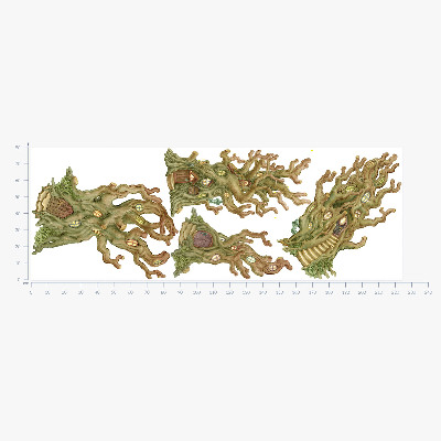 Autocolant pentru perete 80x225 Căsuțe fermecătoare în copac din pădure în stil pastel