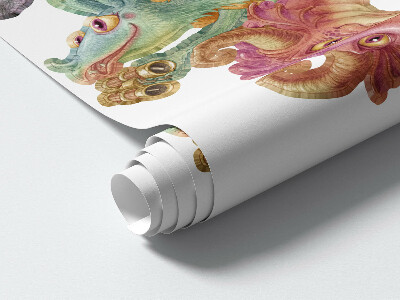 Autocolant de perete 80x107 Dragoni de basm in nuante pastelate