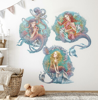 Autocolant perete 80x102 Basme subacvatice cu mici sirene in pastel