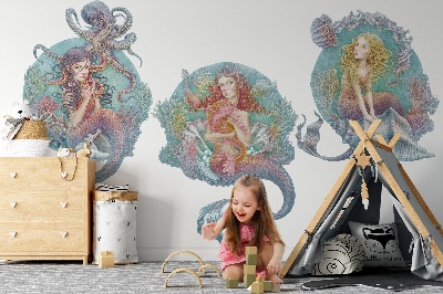 Autocolant perete 80x102 Basme subacvatice cu mici sirene in pastel
