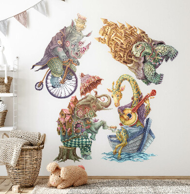 Autocolant perete 80x105 Desene în pastel cu animale magice