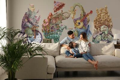 Autocolant perete 80x105 Desene în pastel cu animale magice