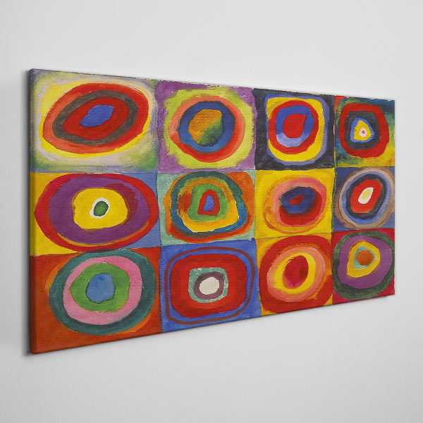 Tablou pe panza Color Studio: pătrate cu cercuri concentrice Kandinsky