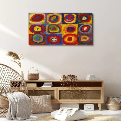 Tablou pe panza Color Studio: pătrate cu cercuri concentrice Kandinsky