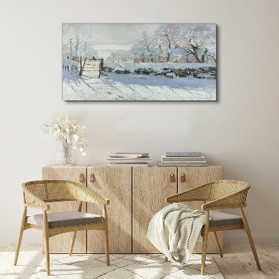 Tablou canvas Peisaj de iarnă cu poartă