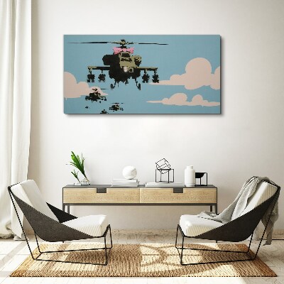 Tablou canvas Elicoptere în funde roz