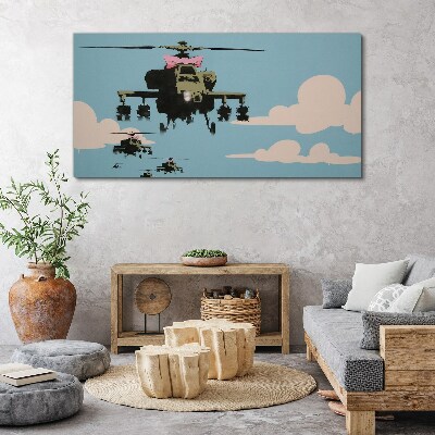 Tablou canvas Elicoptere în funde roz