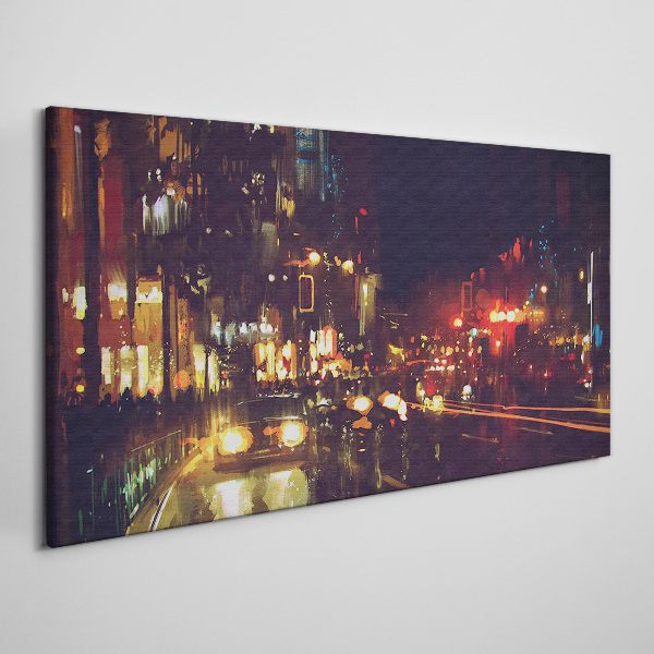 Tablou canvas Stradă de noapte în strălucirea luminilor