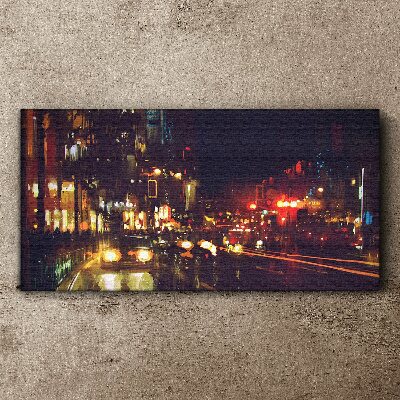 Tablou canvas Stradă de noapte în strălucirea luminilor