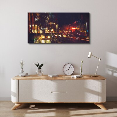 Tablou canvas Stradă de noapte în strălucirea luminilor