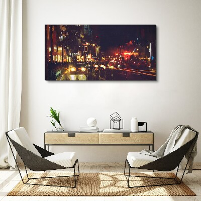 Tablou canvas Stradă de noapte în strălucirea luminilor