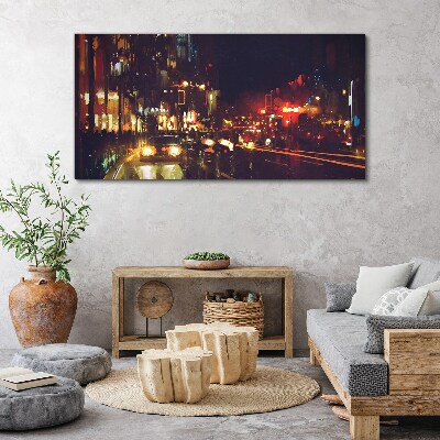Tablou canvas Stradă de noapte în strălucirea luminilor