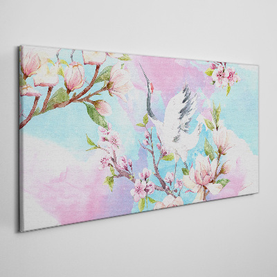Tablou canvas ramuri flori animal pasăre