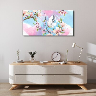 Tablou canvas ramuri flori animal pasăre