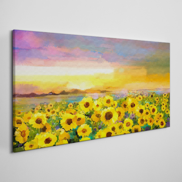 Tablou canvas Floarea soarelui în razele apusului