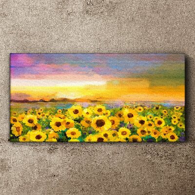 Tablou canvas Flori galbene de apus de soare