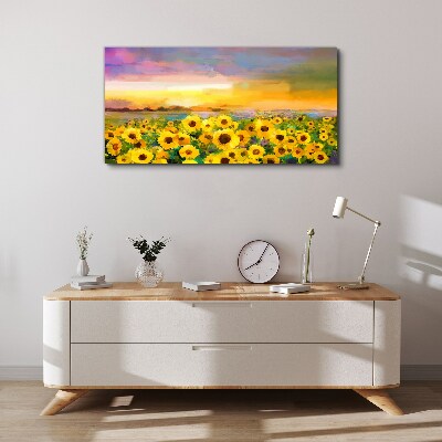 Tablou canvas Floarea soarelui în razele apusului