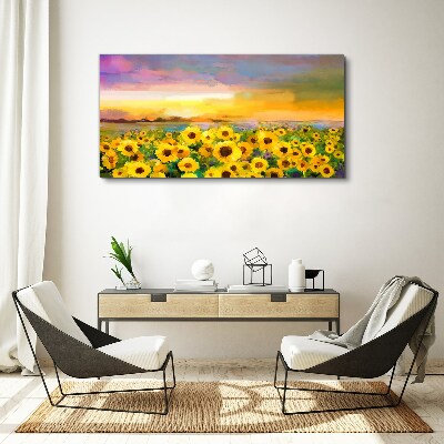 Tablou canvas Floarea soarelui în razele apusului