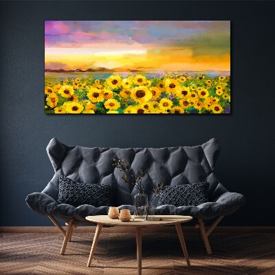 Tablou canvas Floarea soarelui în razele apusului