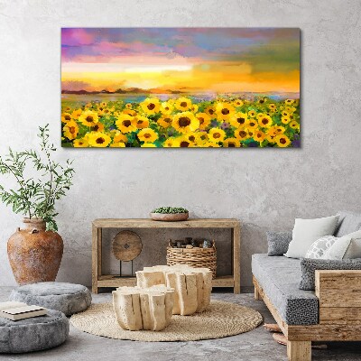 Tablou canvas Floarea soarelui în razele apusului